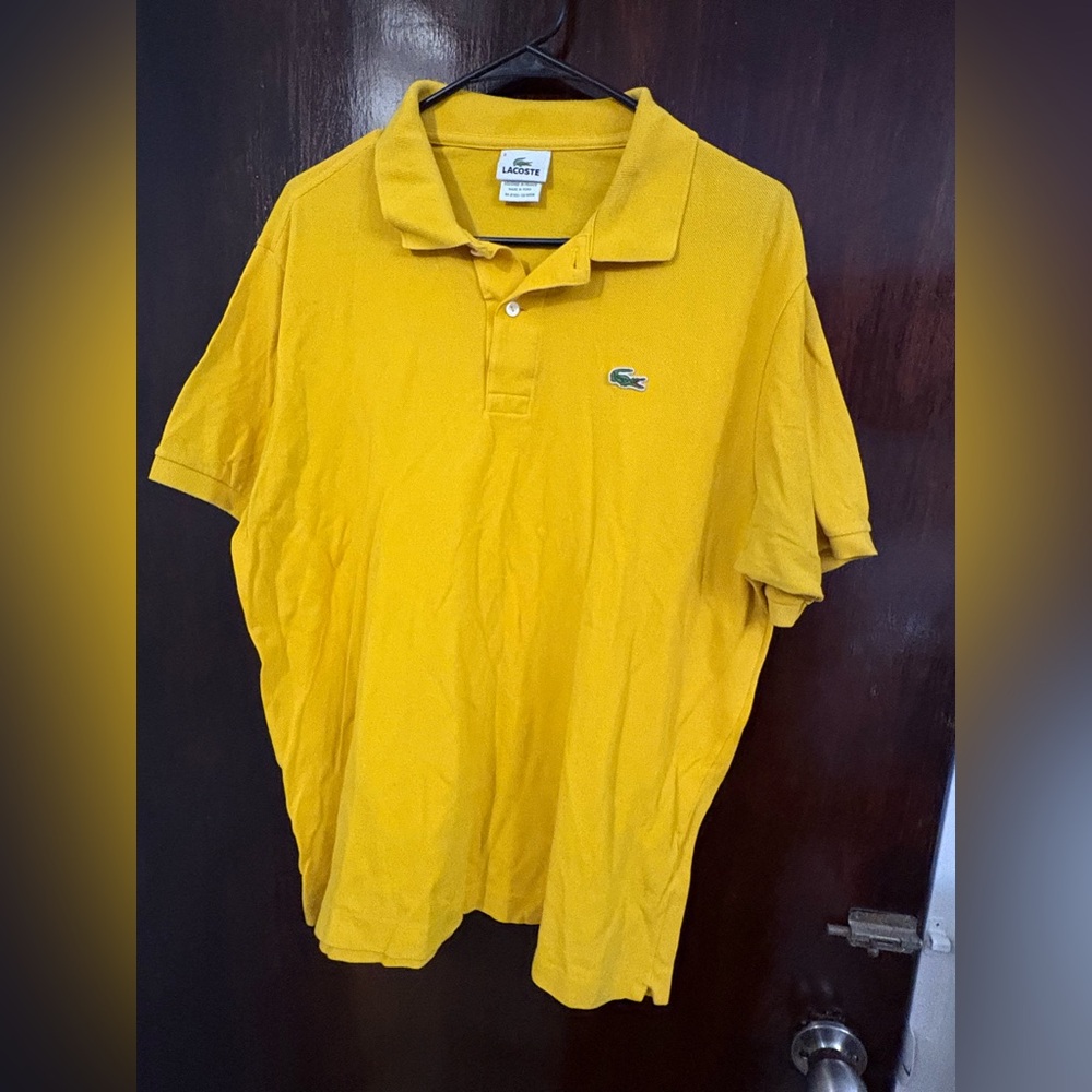 Lacoste Men's Polo Shirt in Bright Yellow. Size Medium.